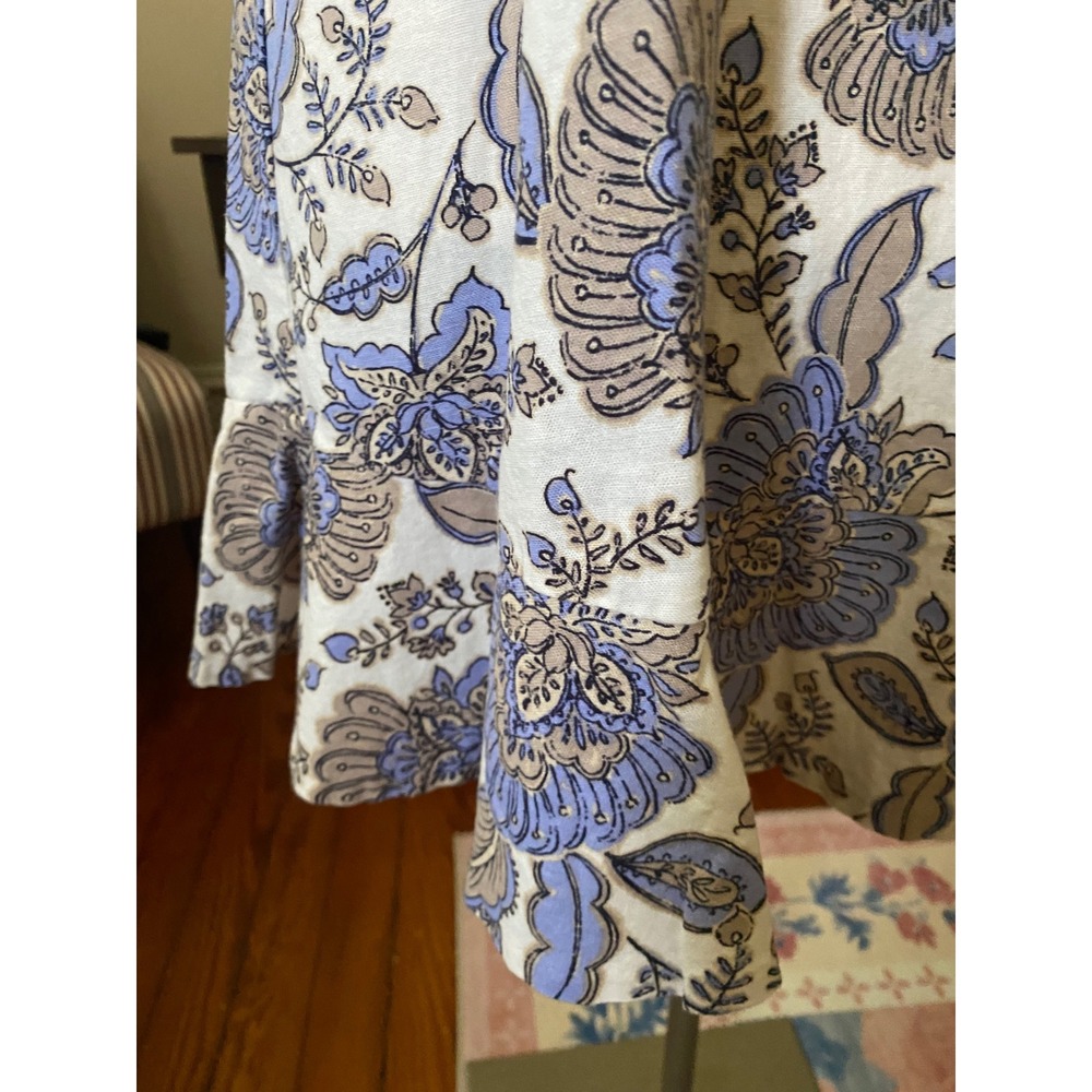 Tommy Hilfiger Paisley Sleeveless Shift Dress Blue White Ruffle Hem Sz 12 - Picture 6 of 9